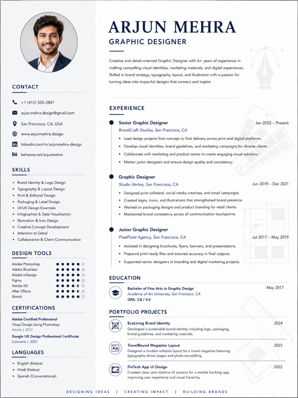 Graphic Designer resume template preview