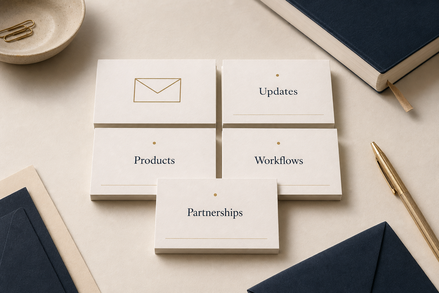Calm ProMeNow inquiry cards for product updates, digital products, solutions, and partnerships.